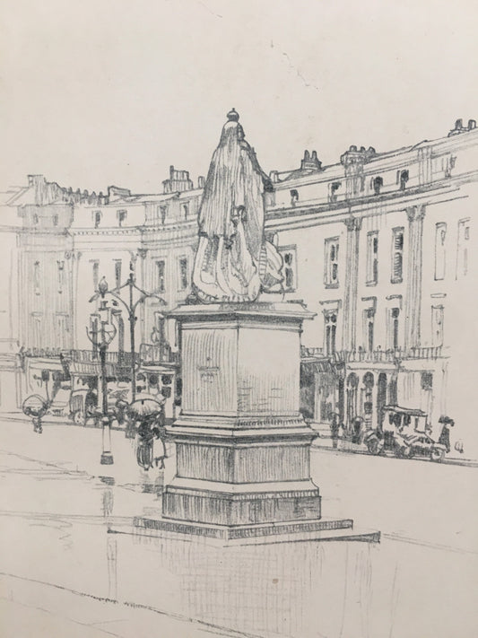 1920 LEAMINGTON - Queen Victoria Statue - Antique Warwick Print - Local History Print - Warwick Wall Art - Over 100 Years Old