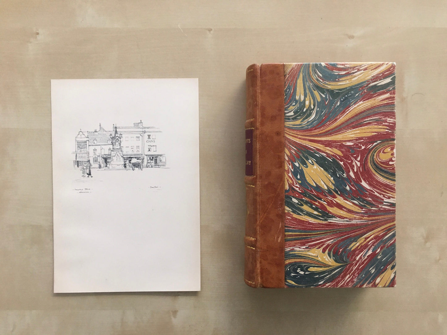 1920 WARWICK - MARKET PLACE - Antique Warwick Print - Local History Print - Warwick Wall Art - Over 100 Years Old