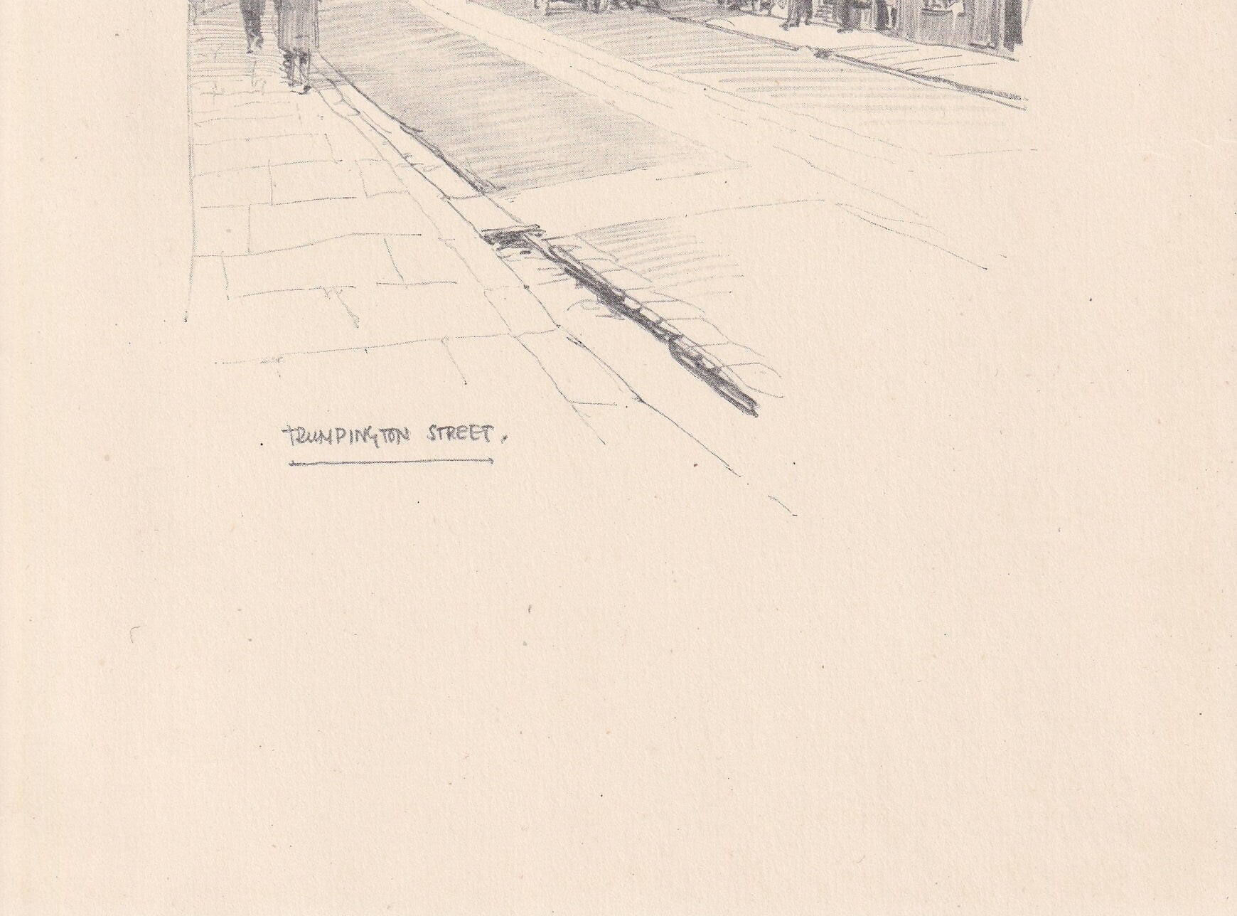 1926 CAMBRIDGE: TRUMPINGTON STREET - Antique Cambridge Print - Cambridge University Print - Cambridge Wall Art - 8.7 x 5.9 Inches