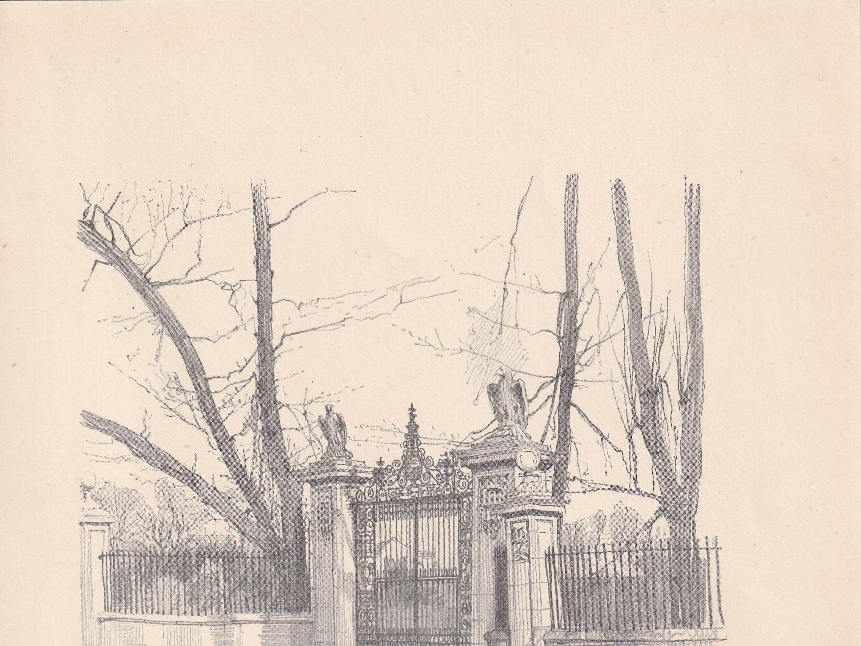 1926 CAMBRIDGE: JOHN'S COLLEGE Gates - Antique Cambridge Print - Cambridge University Print - Cambridge Wall Art - 8.7 x 5.9 Inches