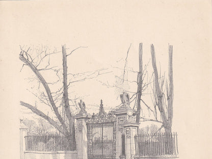 1926 CAMBRIDGE: JOHN'S COLLEGE Gates - Antique Cambridge Print - Cambridge University Print - Cambridge Wall Art - 8.7 x 5.9 Inches
