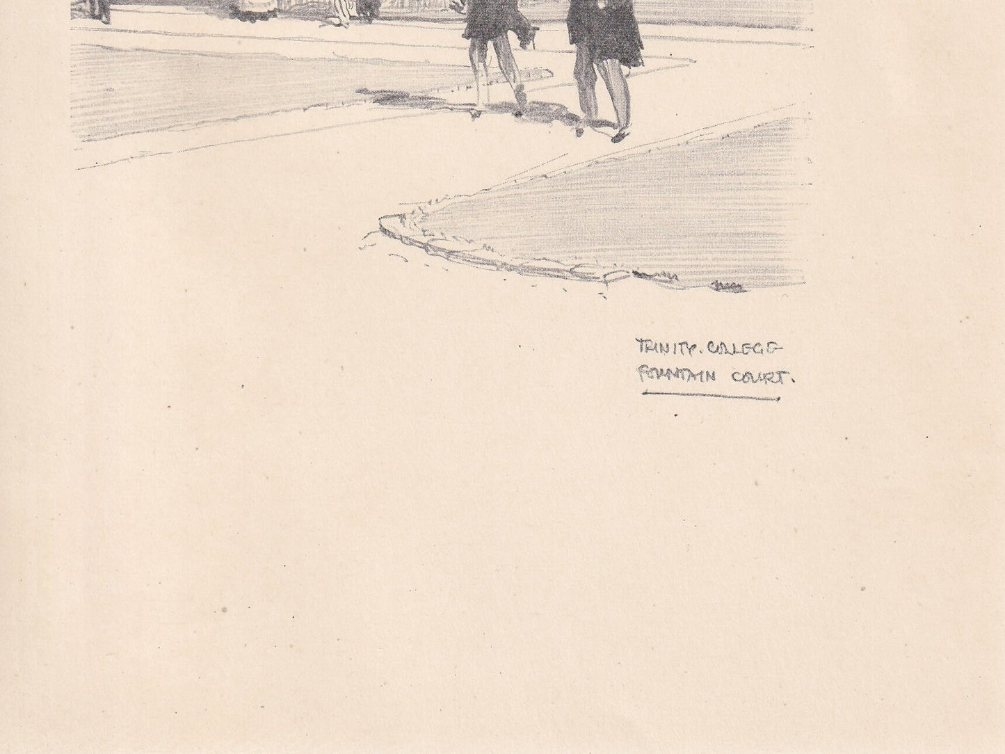 1926 CAMBRIDGE: TRINITY COLLEGE Fountain Court - Antique Cambridge Print - Cambridge University Print - Cambridge Wall Art - 97 Years Old