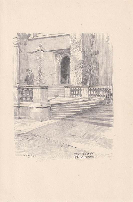 1926 CAMBRIDGE: TRINITY COLLEGE Screens Entrance - Antique Cambridge Print - Cambridge University Print - Cambridge Wall Art - 97 Years Old