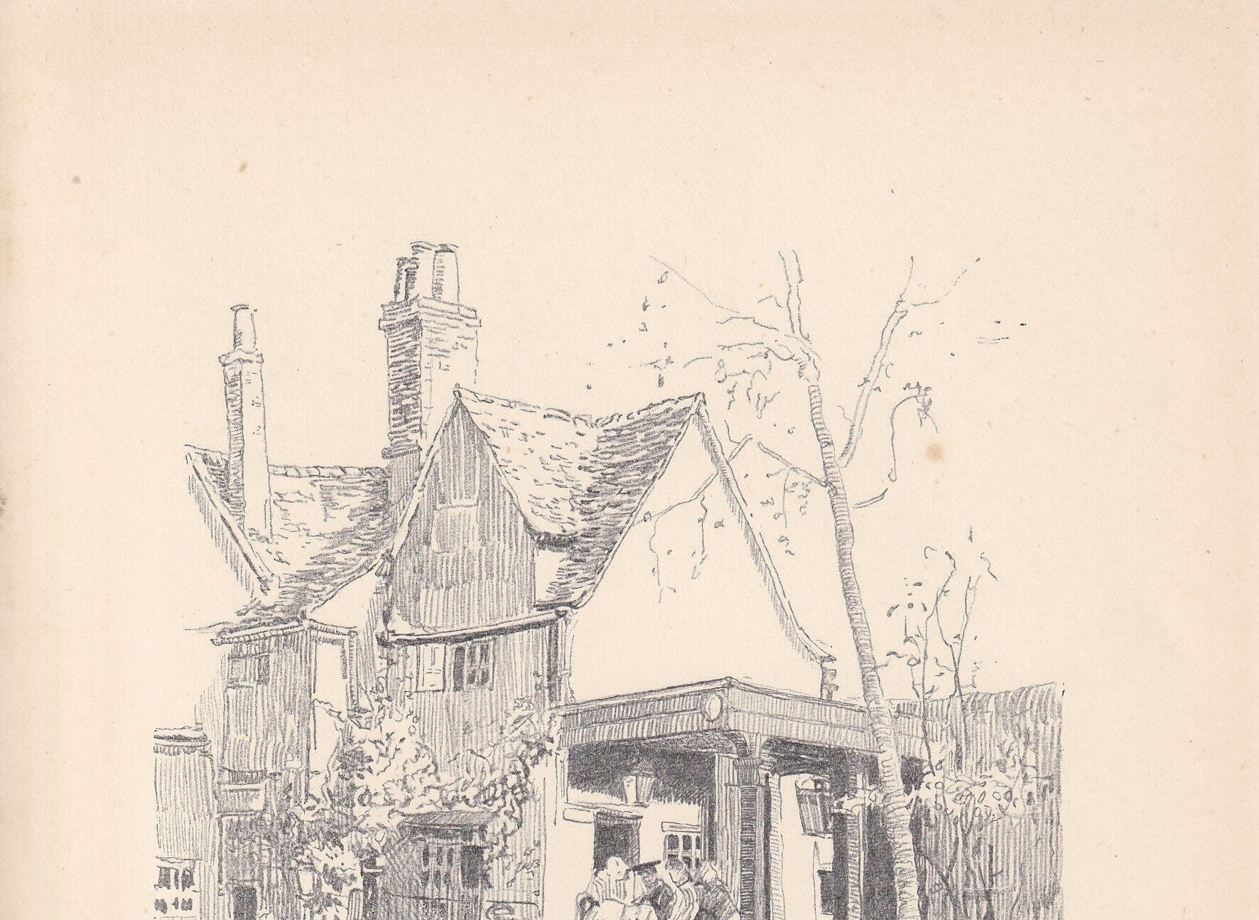 1923 OXFORD: TRINITY COLLEGE, The Porter's Lodge - Antique Oxford Print - Oxford University Print - Oxford Wall Art - 8.75 x 6 Inches