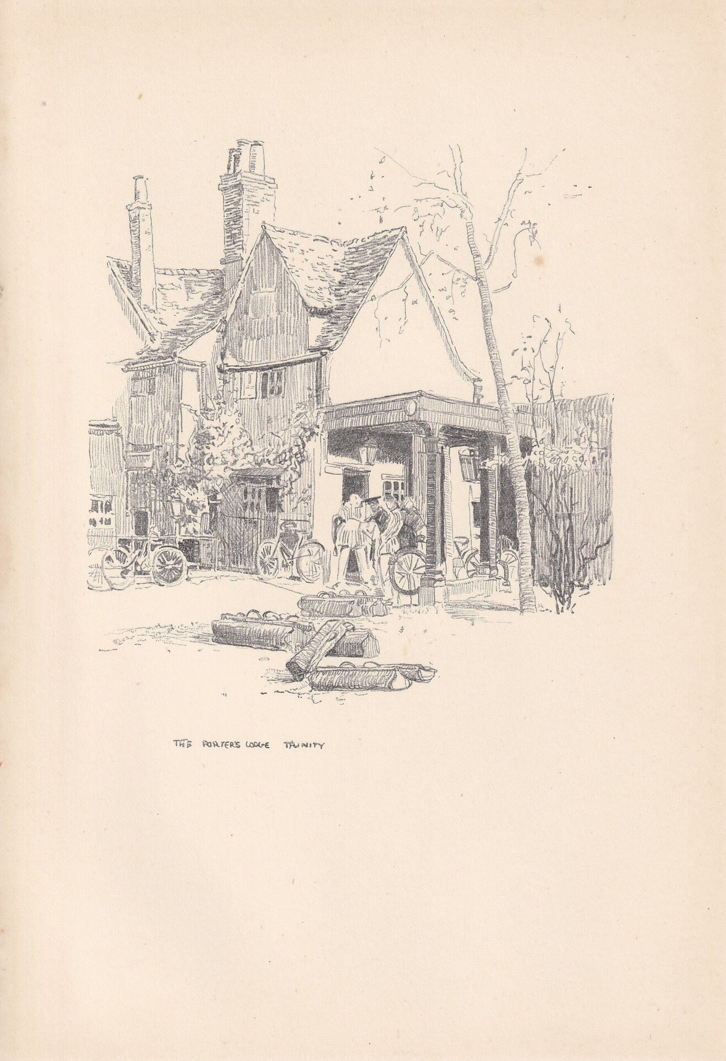 1923 OXFORD: TRINITY COLLEGE, The Porter's Lodge - Antique Oxford Print - Oxford University Print - Oxford Wall Art - 8.75 x 6 Inches