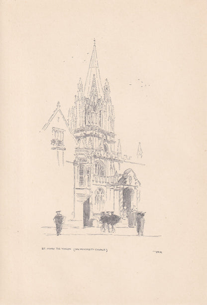 1923 OXFORD: St MARY The VIRGIN Church - Antique Oxford Print - Oxford University Print - Oxford Wall Art - 8.75 x 6 Inches