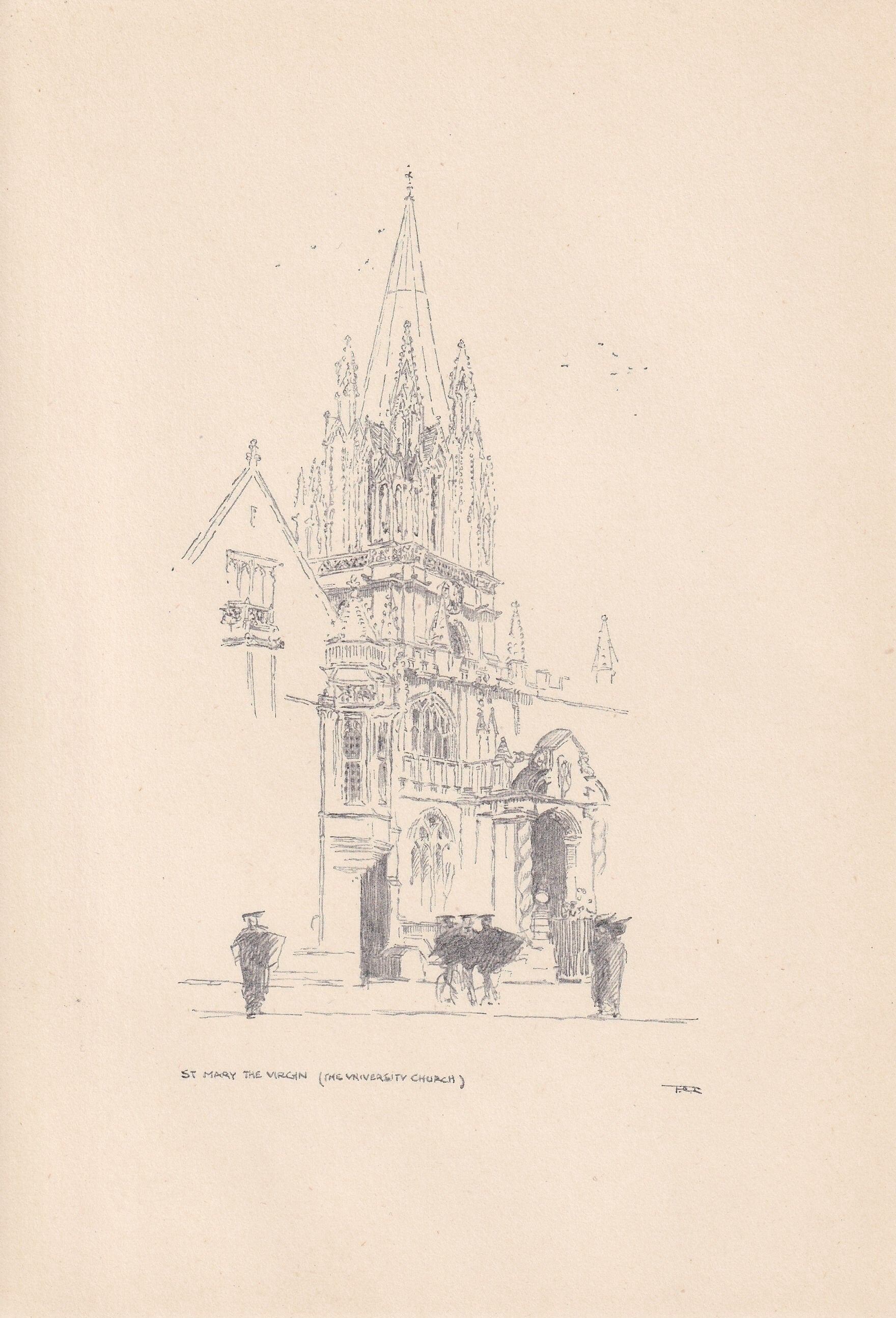 1923 OXFORD: St MARY The VIRGIN Church - Antique Oxford Print - Oxford University Print - Oxford Wall Art - 8.75 x 6 Inches