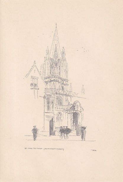 1923 OXFORD: St MARY The VIRGIN Church - Antique Oxford Print - Oxford University Print - Oxford Wall Art - 8.75 x 6 Inches