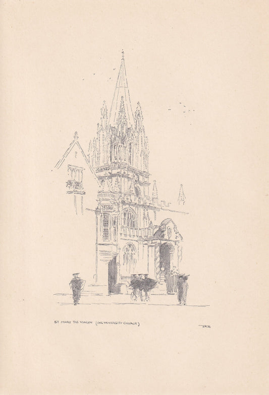 1923 OXFORD: St MARY The VIRGIN Church - Antique Oxford Print - Oxford University Print - Oxford Wall Art - 8.75 x 6 Inches