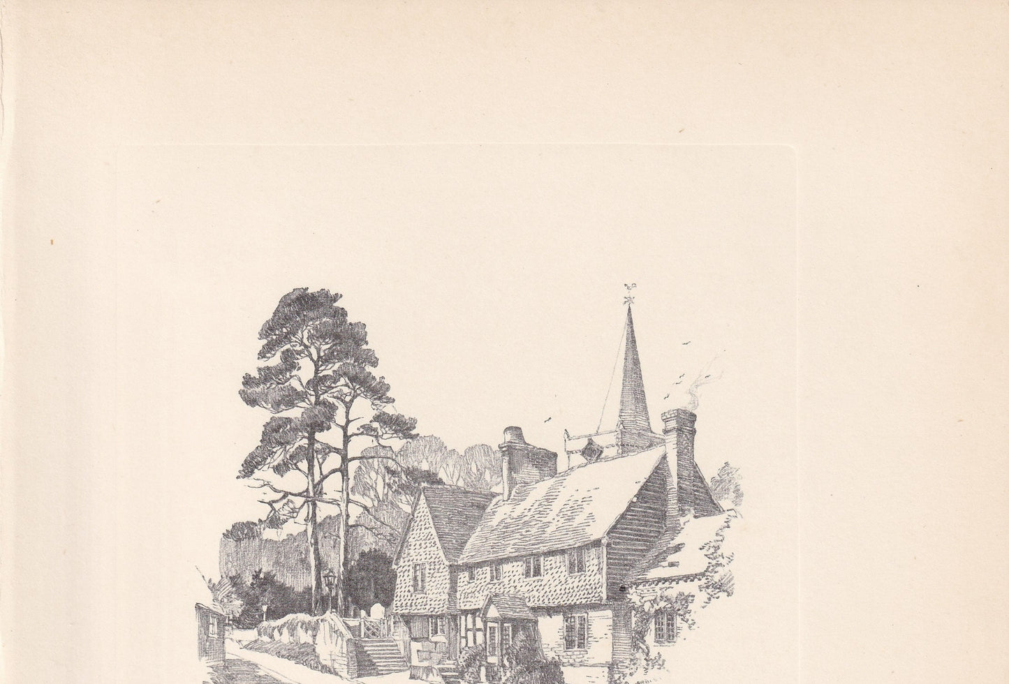 1929 WITLEY - Antique Surrey Print - Surrey Drawing - Surrey Wall Art - Surrey Gift Idea - 10.15 x 7.25 Inches