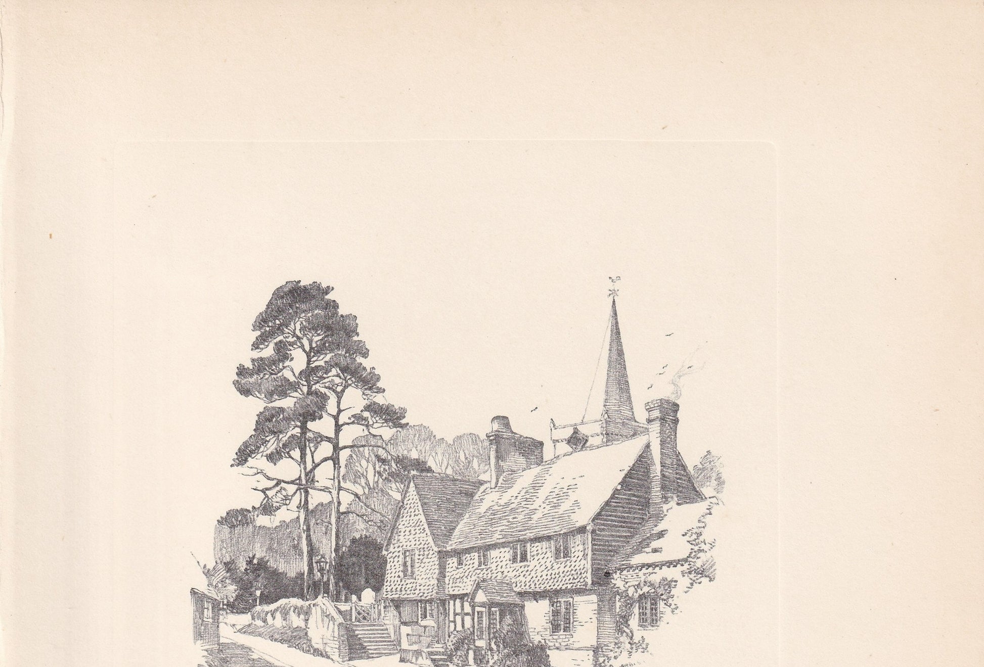 1929 WITLEY - Antique Surrey Print - Surrey Drawing - Surrey Wall Art - Surrey Gift Idea - 10.15 x 7.25 Inches