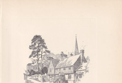 1929 WITLEY - Antique Surrey Print - Surrey Drawing - Surrey Wall Art - Surrey Gift Idea - 10.15 x 7.25 Inches