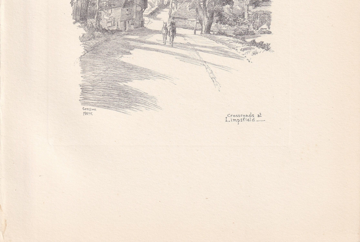 1929 CROSSROADS AT LIMPSFIELD - Antique Surrey Print - Surrey Drawing - Surrey Wall Art - Surrey Gift Idea - 10.15 x 7.25 Inches