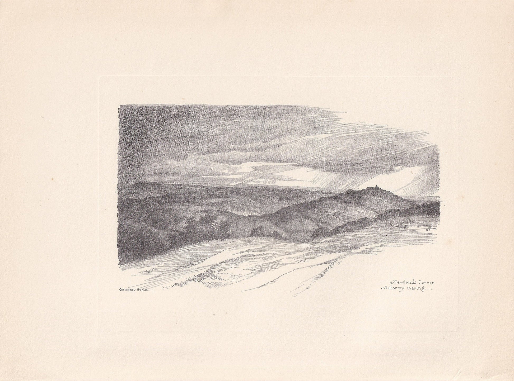 1929 NEWLANDS CORNER - Antique Surrey Print - Surrey Drawing - Surrey Wall Art - Surrey Gift Idea - 10.15 x 7.25 Inches