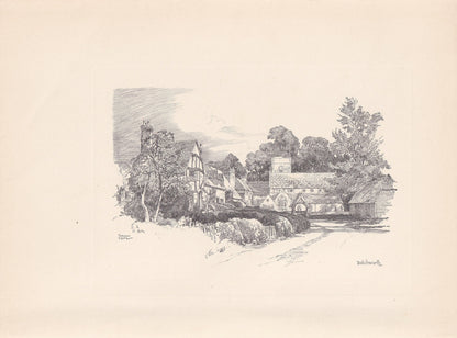 1929 BETCHWORTH - Antique Surrey Print - Surrey Drawing - Surrey Wall Art - Surrey Gift Idea - 10.15 x 7.25 Inches