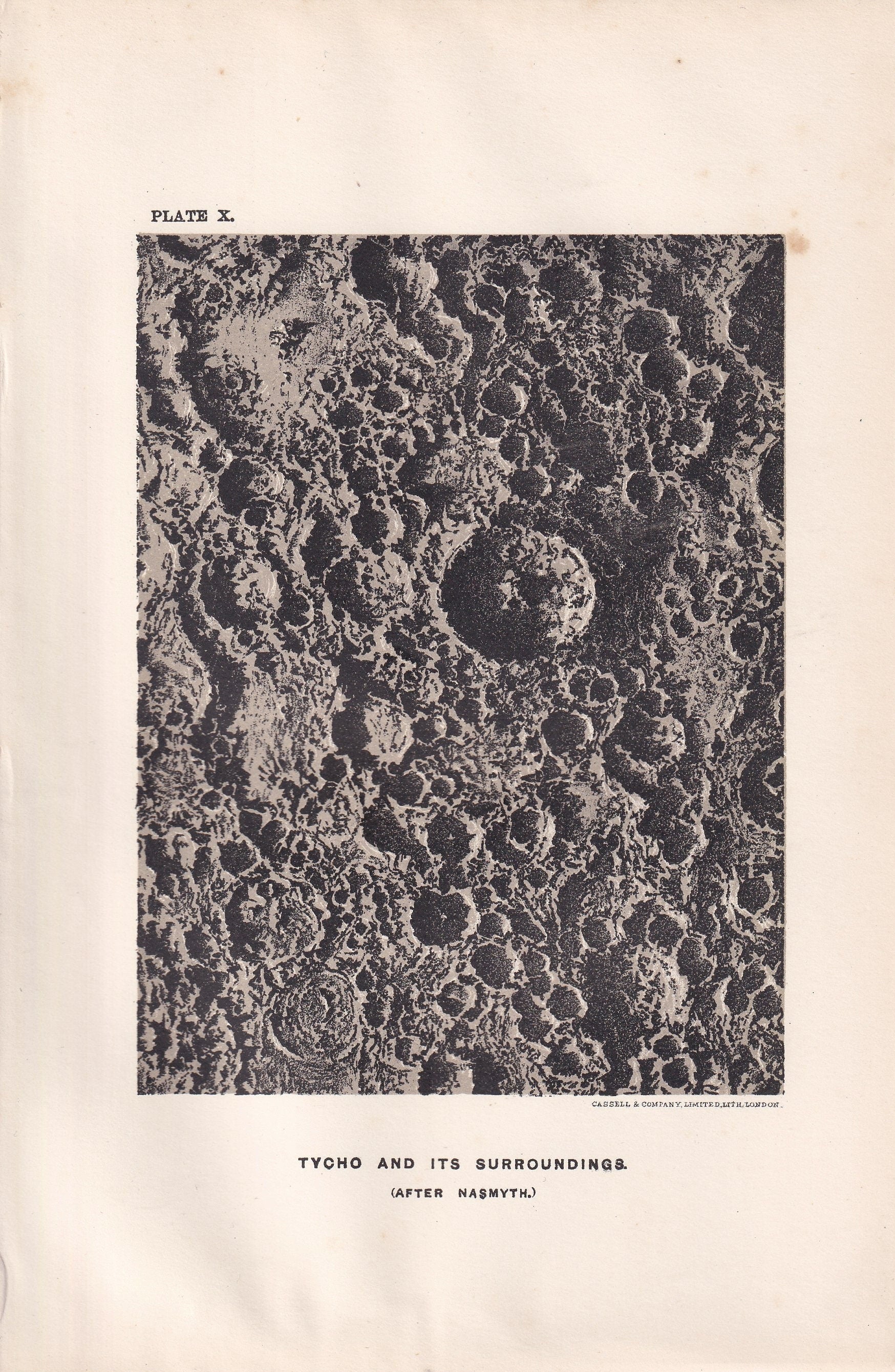 1905 MOON CRATER: TYCHO Print - Astronomy Print, The Moon - Astronomy Wall Art - Original Antique Print - Nearly 120 Years Old