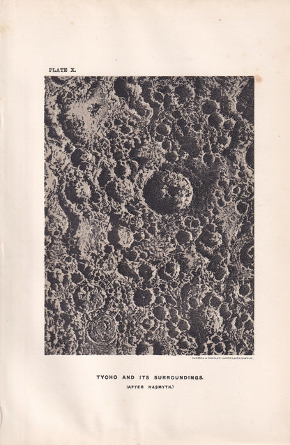 1905 MOON CRATER: TYCHO Print - Astronomy Print, The Moon - Astronomy Wall Art - Original Antique Print - Nearly 120 Years Old