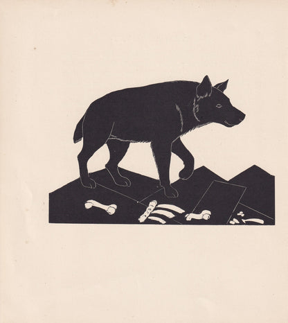 1929 HYENA Print Wood Engraving - Hyena Wall Art - Zoology Print - Wildlife - Antique Animal Print - 94 Years Old - 8 x 7.25 