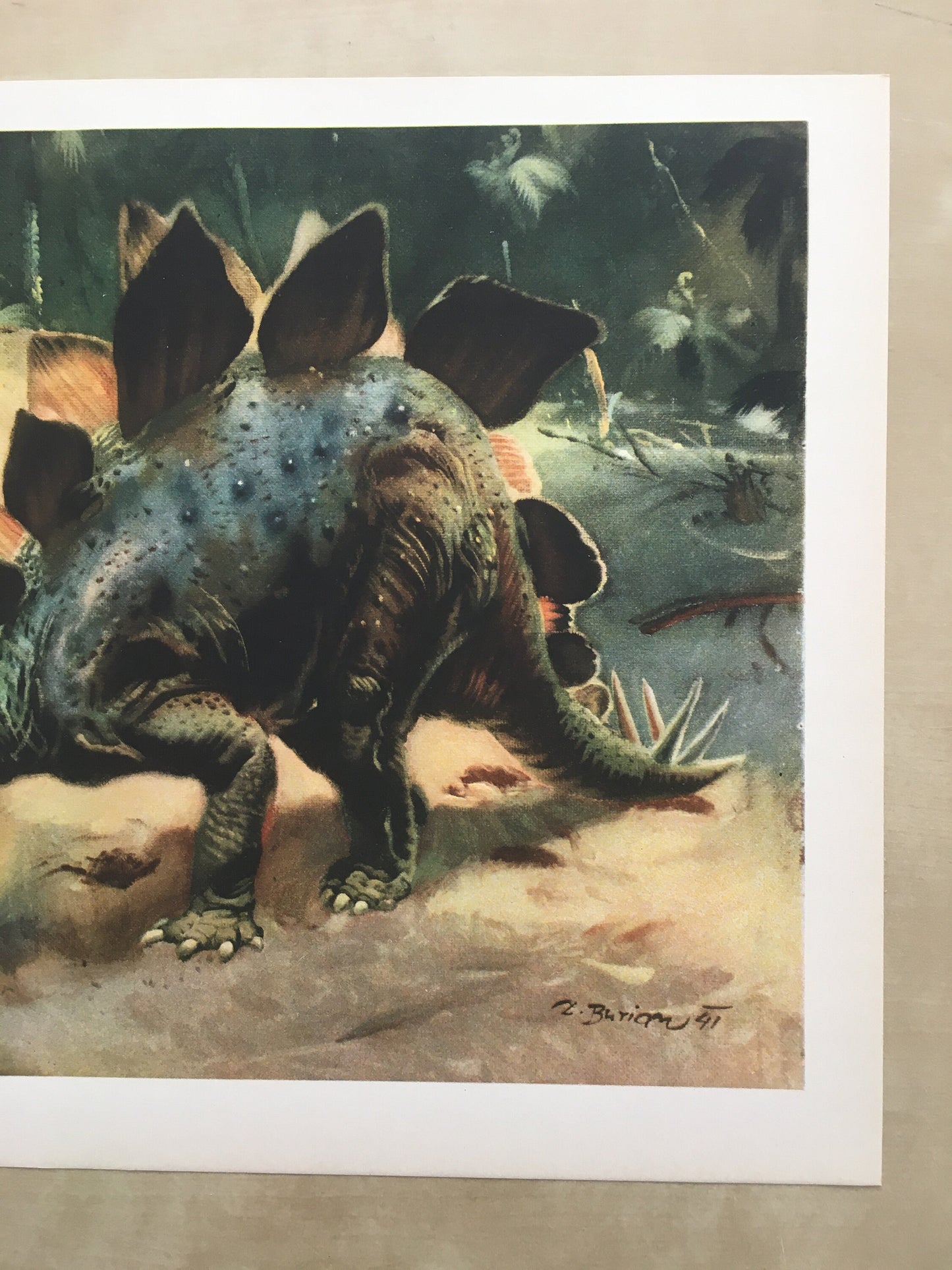 1960 STEGOSAURUS DINOSAUR Print - Prehistoric Animals Print - Paleoart - Dinosaur Decoration - 63 Years Old - 13.5 x 9.75 Inches