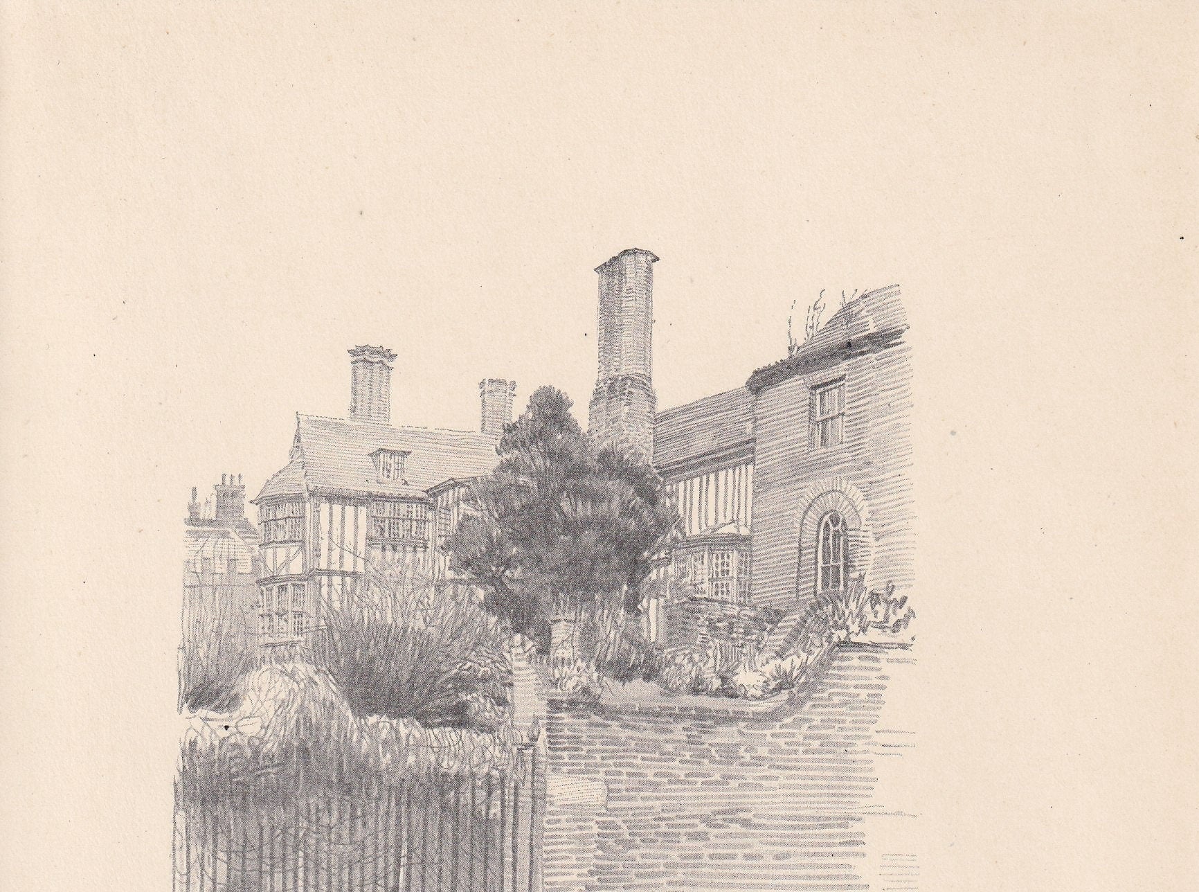 1926 CAMBRIDGE: QUEEN'S COLLEGE Master's Garden - Antique Cambridge Print - Cambridge University Print - Cambridge Wall Art - 97 Years Old