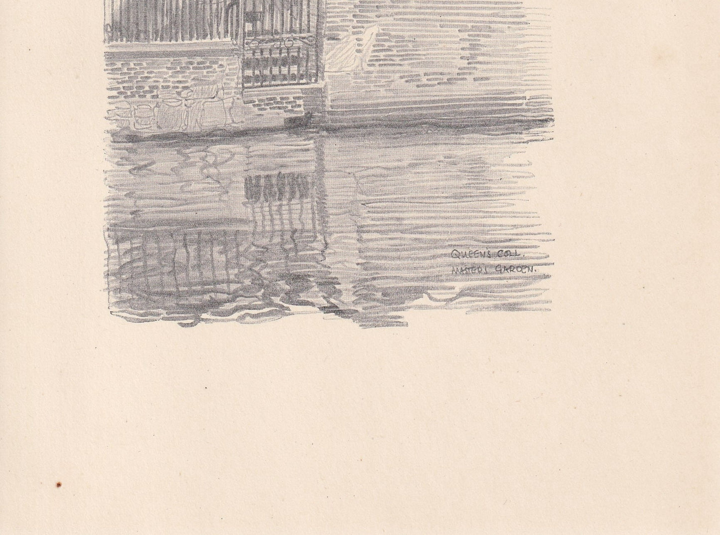 1926 CAMBRIDGE: QUEEN'S COLLEGE Master's Garden - Antique Cambridge Print - Cambridge University Print - Cambridge Wall Art - 97 Years Old