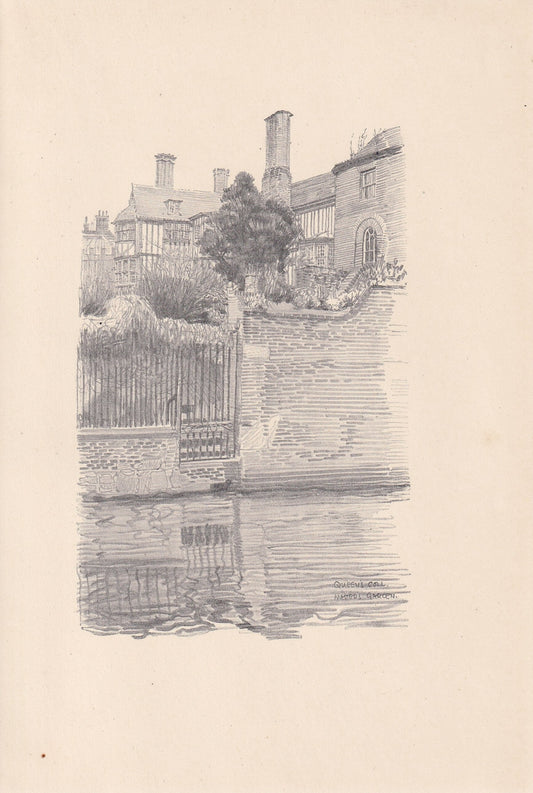 1926 CAMBRIDGE: QUEEN'S COLLEGE Master's Garden - Antique Cambridge Print - Cambridge University Print - Cambridge Wall Art - 97 Years Old