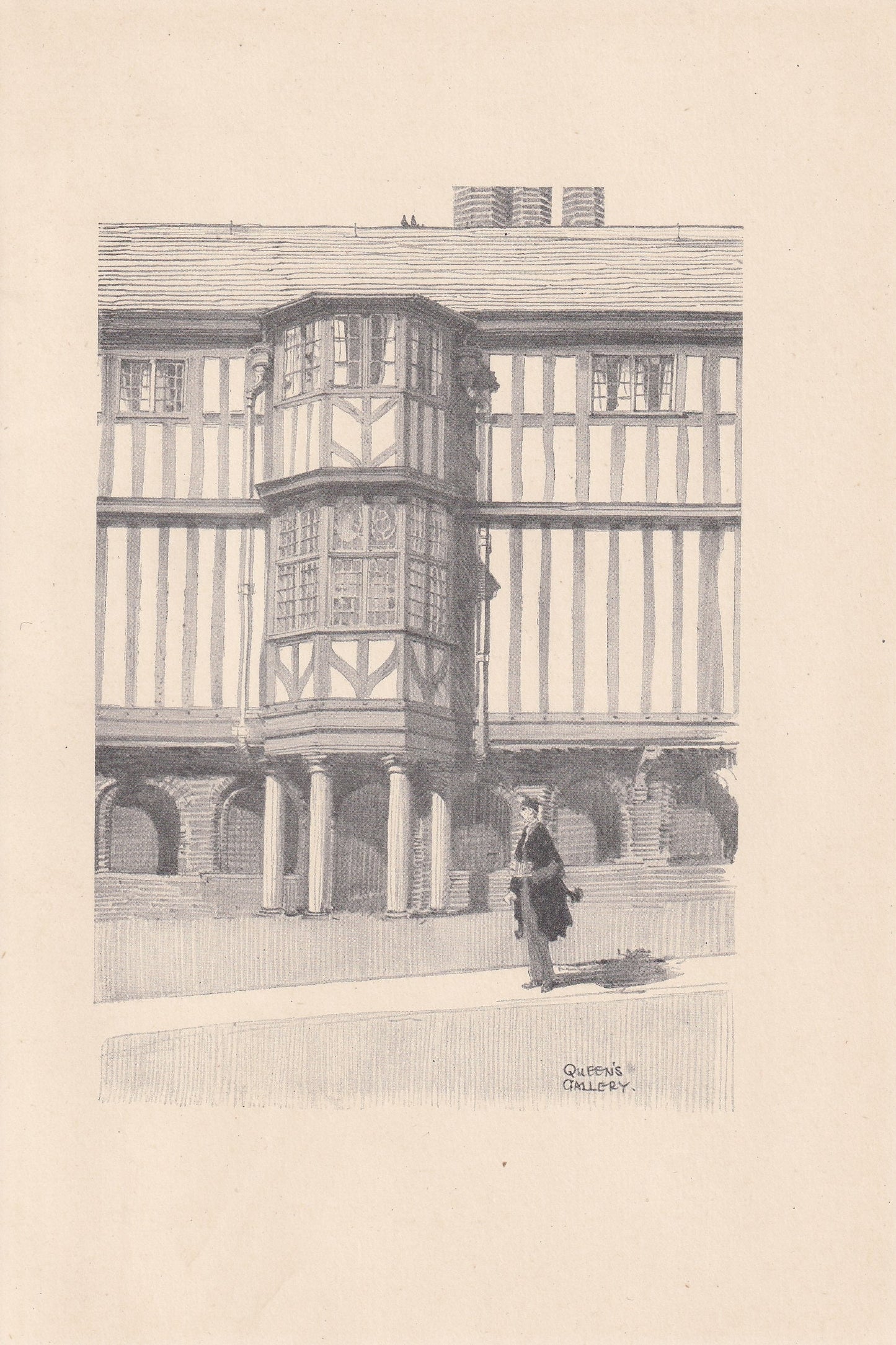 1926 CAMBRIDGE: QUEEN'S GALLERY - Antique Cambridge Print - Cambridge University Print - Cambridge Wall Art - 8.7 x 5.9 Inches