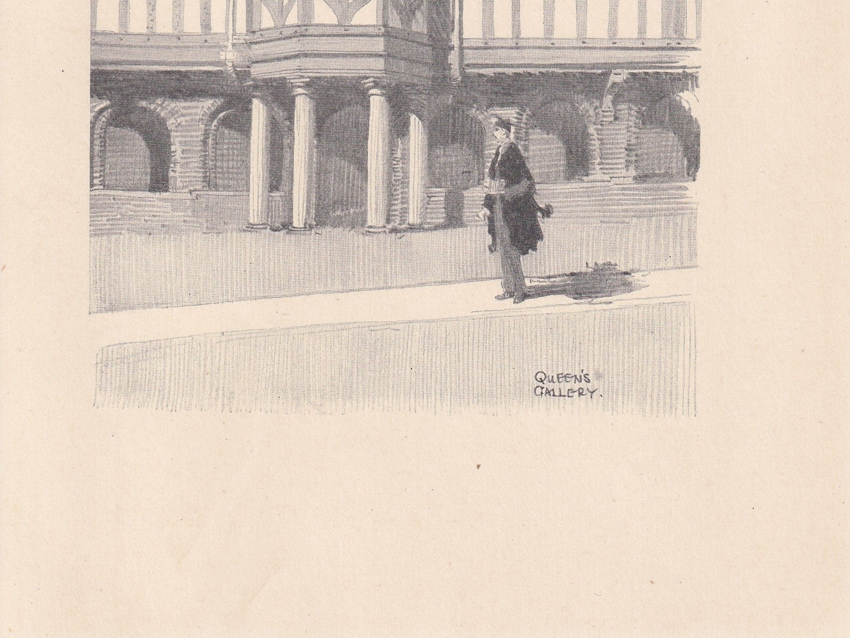 1926 CAMBRIDGE: QUEEN'S GALLERY - Antique Cambridge Print - Cambridge University Print - Cambridge Wall Art - 8.7 x 5.9 Inches