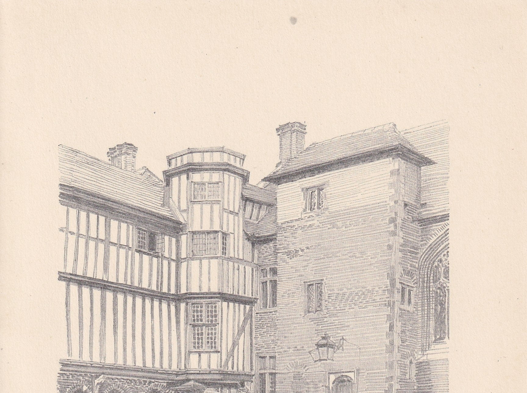 1926 CAMBRIDGE: QUEEN'S CLOISTER - Antique Cambridge Print - Cambridge University Print - Cambridge Wall Art - 8.7 x 5.9 Inches