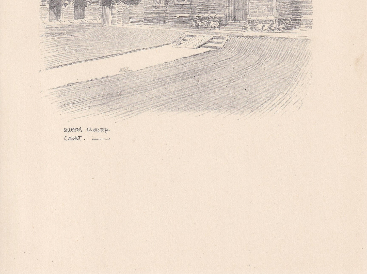 1926 CAMBRIDGE: QUEEN'S CLOISTER - Antique Cambridge Print - Cambridge University Print - Cambridge Wall Art - 8.7 x 5.9 Inches