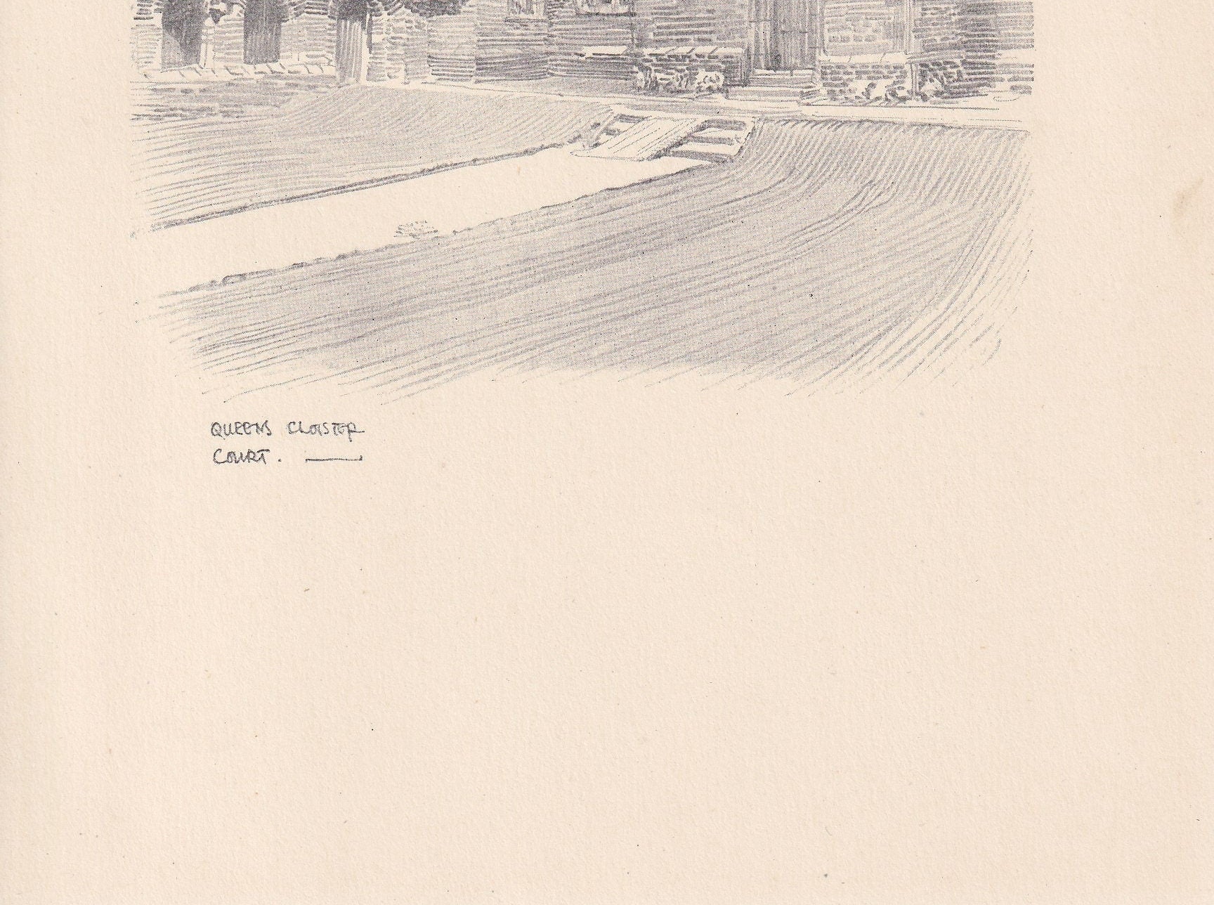 1926 CAMBRIDGE: QUEEN'S CLOISTER - Antique Cambridge Print - Cambridge University Print - Cambridge Wall Art - 8.7 x 5.9 Inches