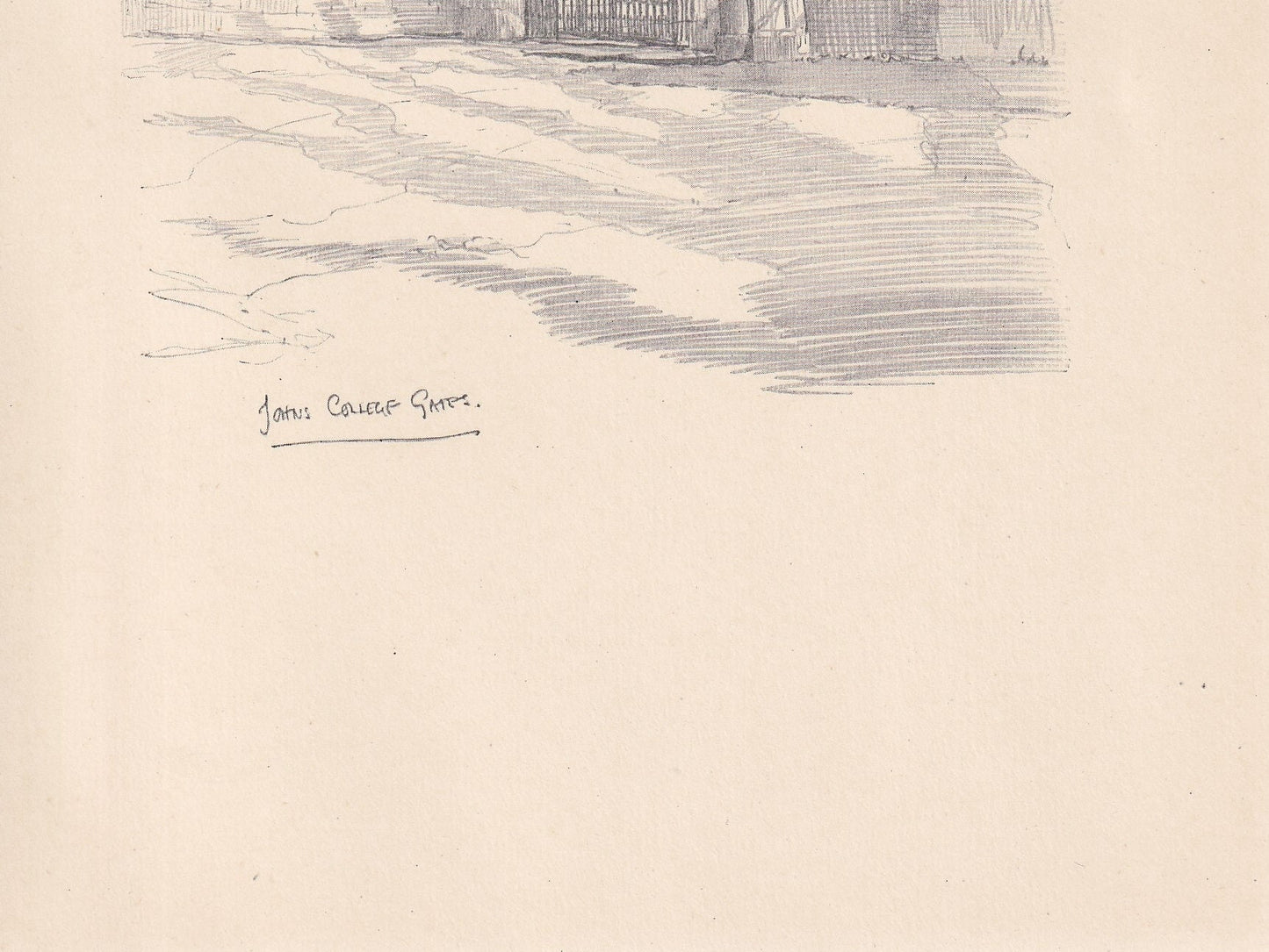 1926 CAMBRIDGE: JOHN'S COLLEGE Gates - Antique Cambridge Print - Cambridge University Print - Cambridge Wall Art - 8.7 x 5.9 Inches