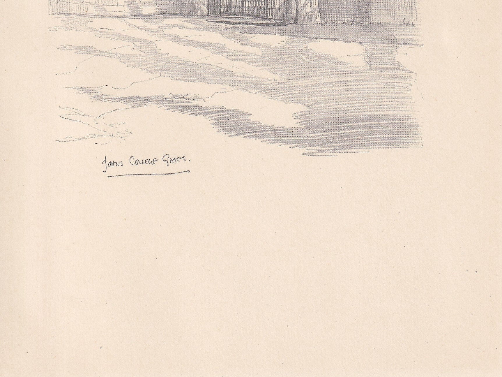 1926 CAMBRIDGE: JOHN'S COLLEGE Gates - Antique Cambridge Print - Cambridge University Print - Cambridge Wall Art - 8.7 x 5.9 Inches