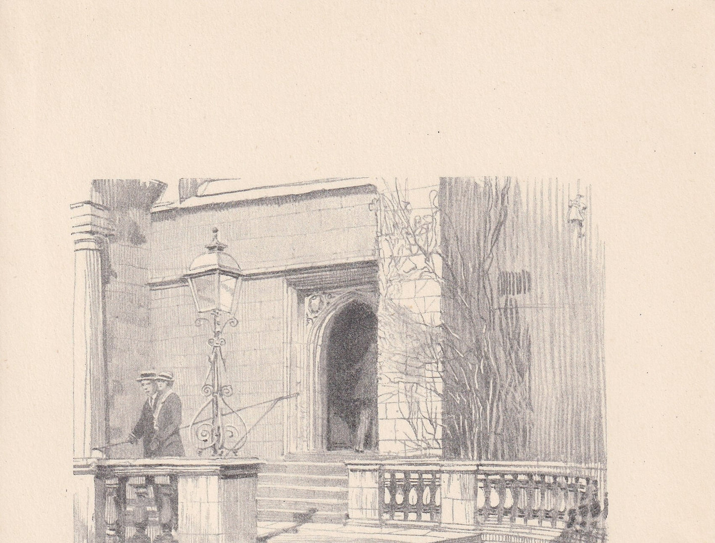 1926 CAMBRIDGE: TRINITY COLLEGE Screens Entrance - Antique Cambridge Print - Cambridge University Print - Cambridge Wall Art - 97 Years Old