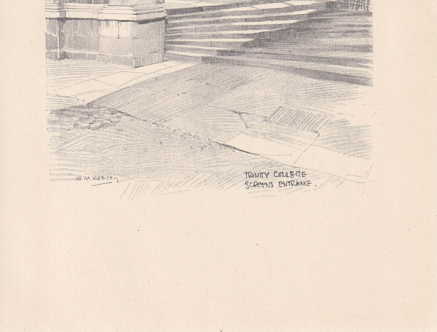 1926 CAMBRIDGE: TRINITY COLLEGE Screens Entrance - Antique Cambridge Print - Cambridge University Print - Cambridge Wall Art - 97 Years Old