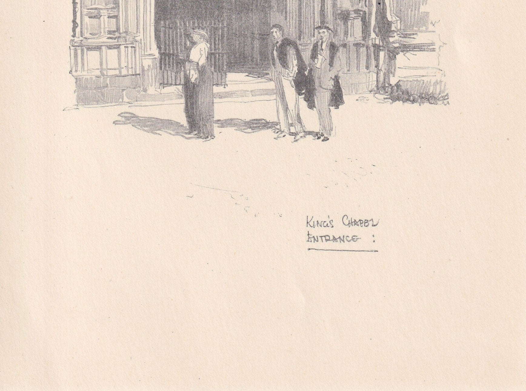 1926 CAMBRIDGE: KING'S CHAPEL Entrance- Antique Cambridge Print - Cambridge University Print - Cambridge Wall Art - 8.7 x 5.9 Inches