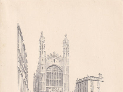 1926 CAMBRIDGE: KING'S CHAPEL - Antique Cambridge Print - Cambridge University Print - Cambridge Wall Art - 8.7 x 5.9 Inches
