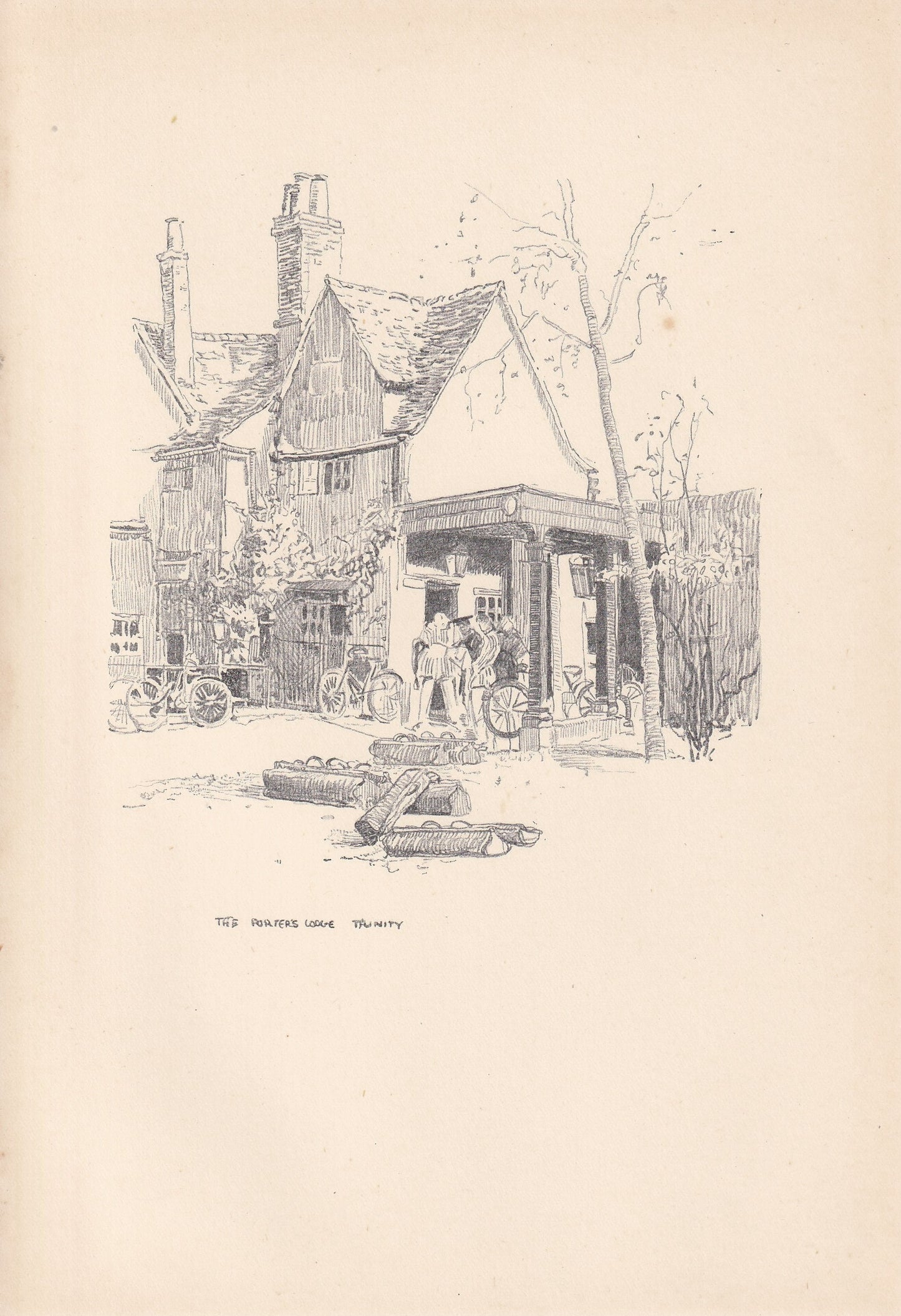 1923 OXFORD: TRINITY COLLEGE, The Porter's Lodge - Antique Oxford Print - Oxford University Print - Oxford Wall Art - 8.75 x 6 Inches