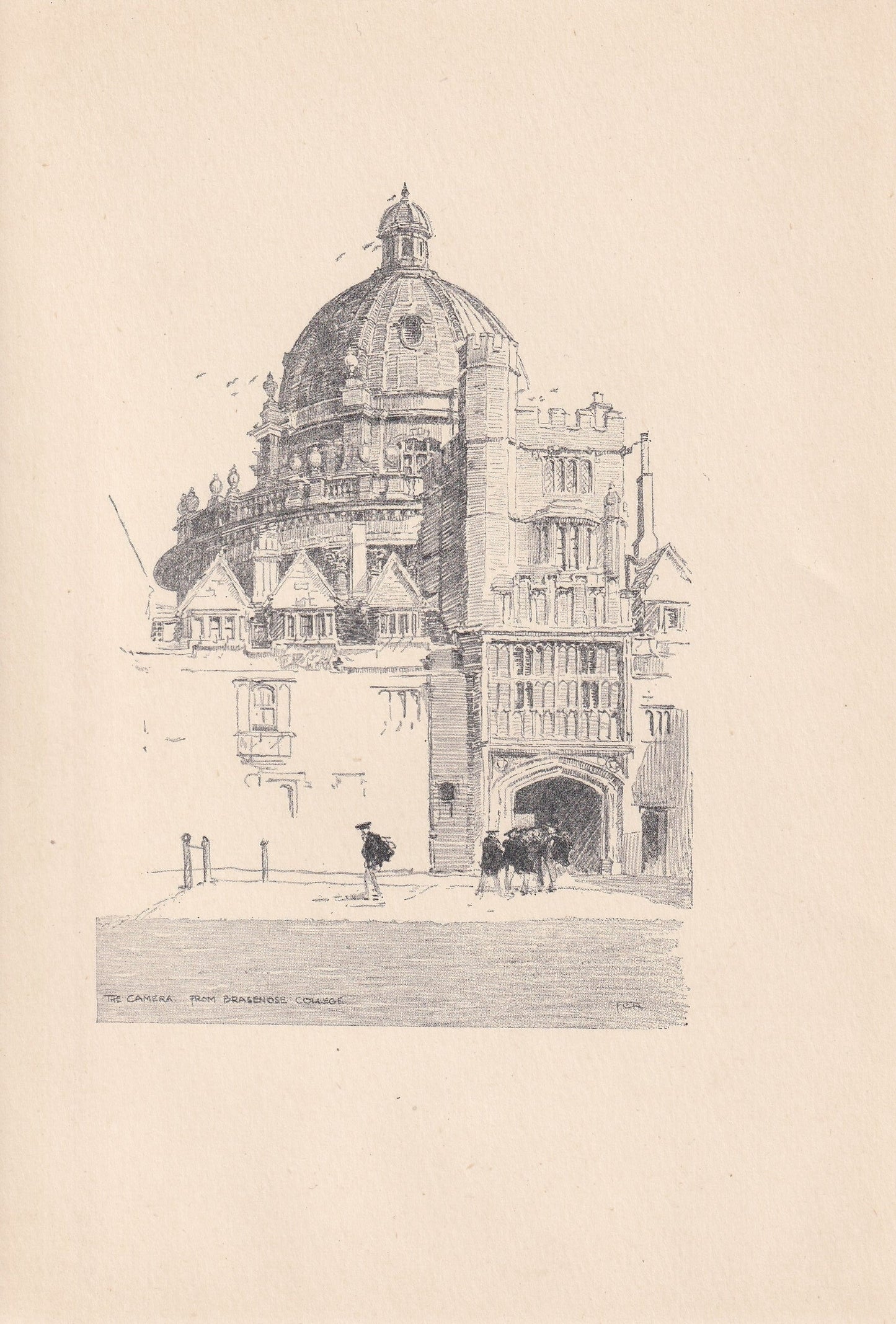 1923 OXFORD: RADCLIFFE CAMERA from Brasenose College - Antique Oxford Print - Oxford University Print - Oxford Wall Art - 8.75 x 6 Inches