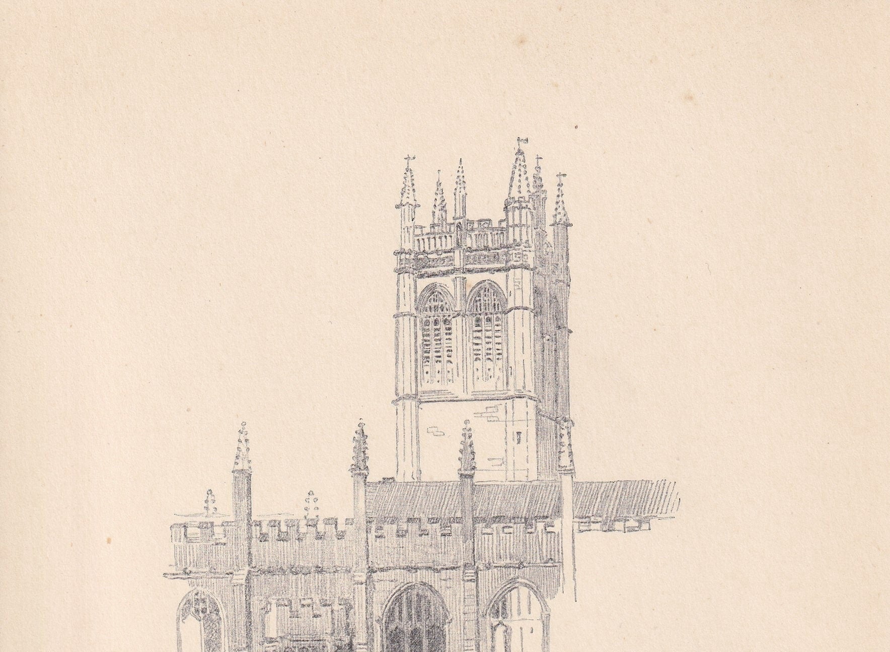 1923 OXFORD: MAGDALEN COLLEGE Cloisters - Antique Oxford Print - Oxford University Print - Oxford Wall Art - 8.75 x 6 Inches