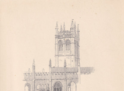 1923 OXFORD: MAGDALEN COLLEGE Cloisters - Antique Oxford Print - Oxford University Print - Oxford Wall Art - 8.75 x 6 Inches