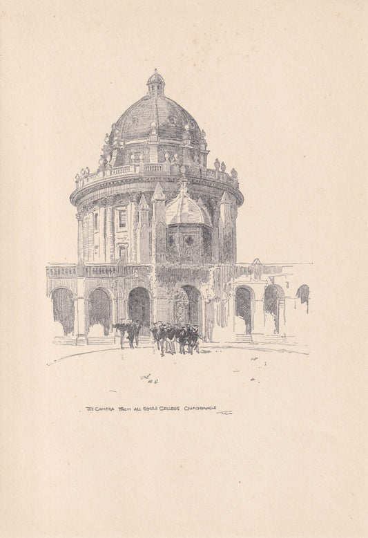 1923 OXFORD: RADCLIFFE CAMERA from All Soul's College - Antique Oxford Print - Oxford University Print - Oxford Wall Art - 8.75 x 6 Inches
