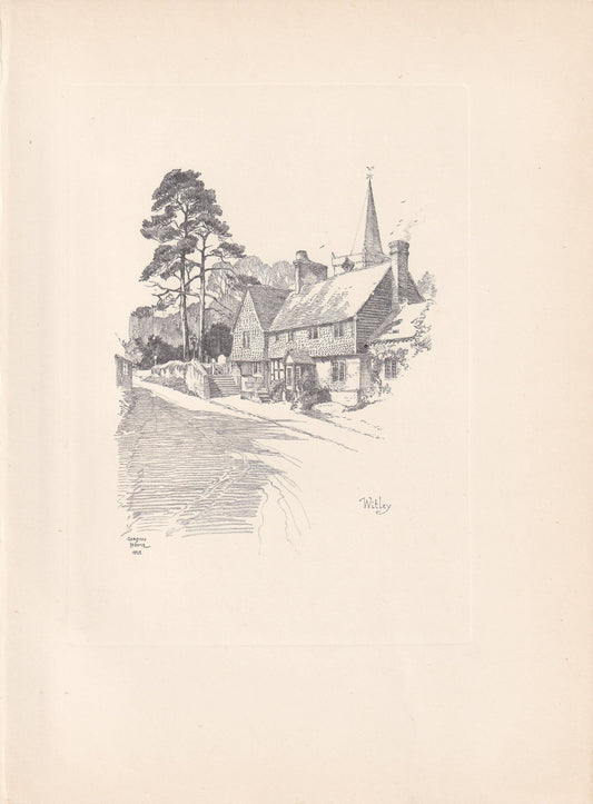 1929 WITLEY - Antique Surrey Print - Surrey Drawing - Surrey Wall Art - Surrey Gift Idea - 10.15 x 7.25 Inches