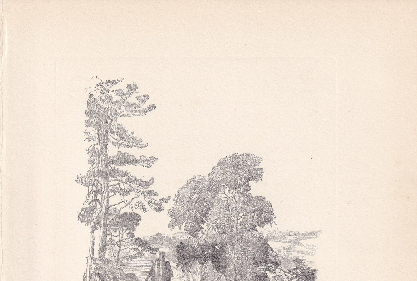 1929 CROSSROADS AT LIMPSFIELD - Antique Surrey Print - Surrey Drawing - Surrey Wall Art - Surrey Gift Idea - 10.15 x 7.25 Inches