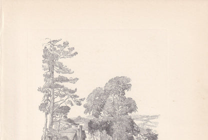 1929 CROSSROADS AT LIMPSFIELD - Antique Surrey Print - Surrey Drawing - Surrey Wall Art - Surrey Gift Idea - 10.15 x 7.25 Inches