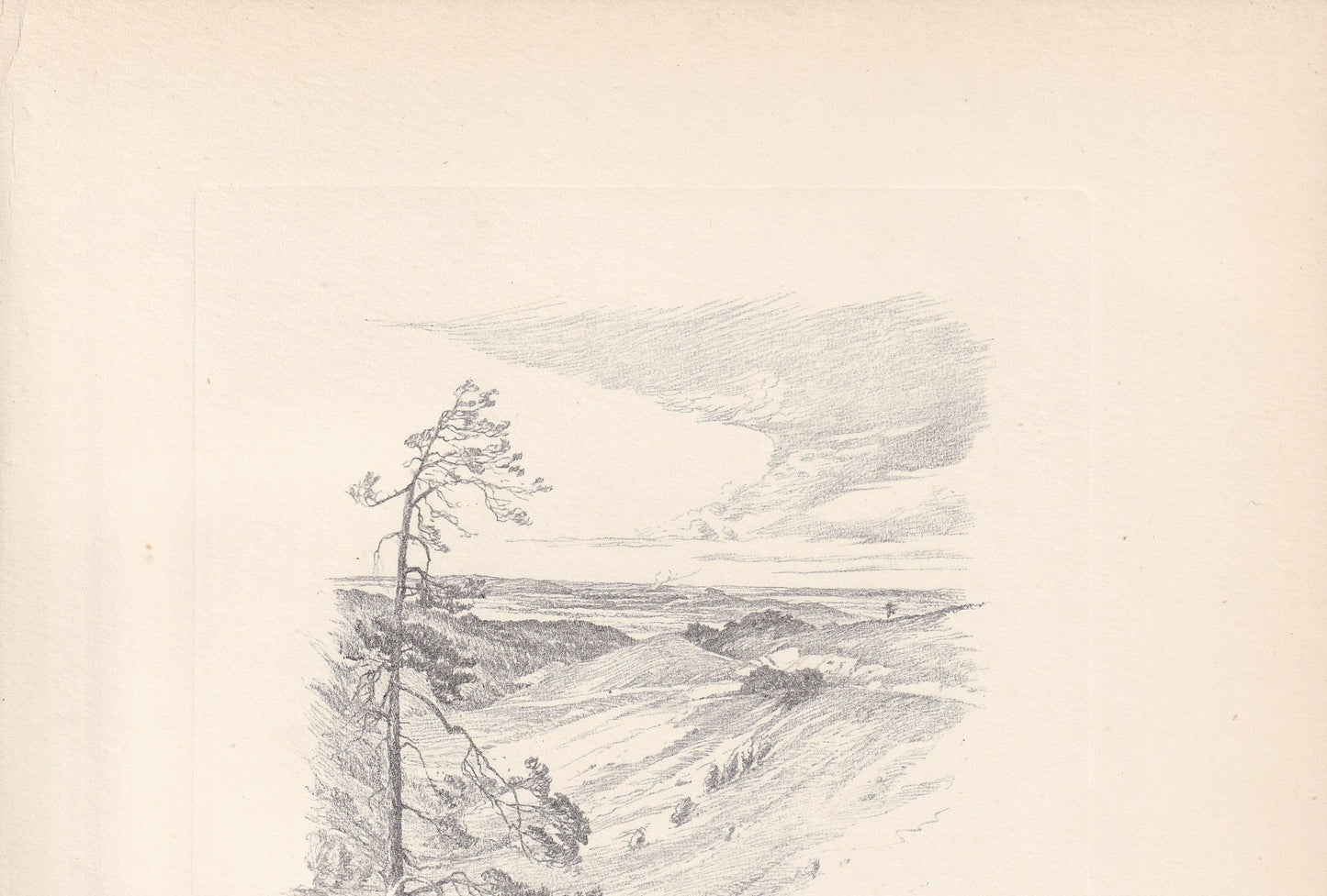 1929 HINDHEAD: The Devil's Punchbowl - Antique Surrey Print - Surrey Drawing - Surrey Wall Art - Surrey Gift Idea - 10.15 x 7.25 Inches