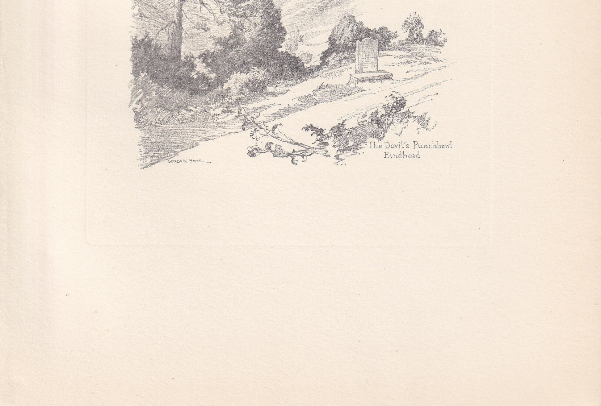 1929 HINDHEAD: The Devil's Punchbowl - Antique Surrey Print - Surrey Drawing - Surrey Wall Art - Surrey Gift Idea - 10.15 x 7.25 Inches