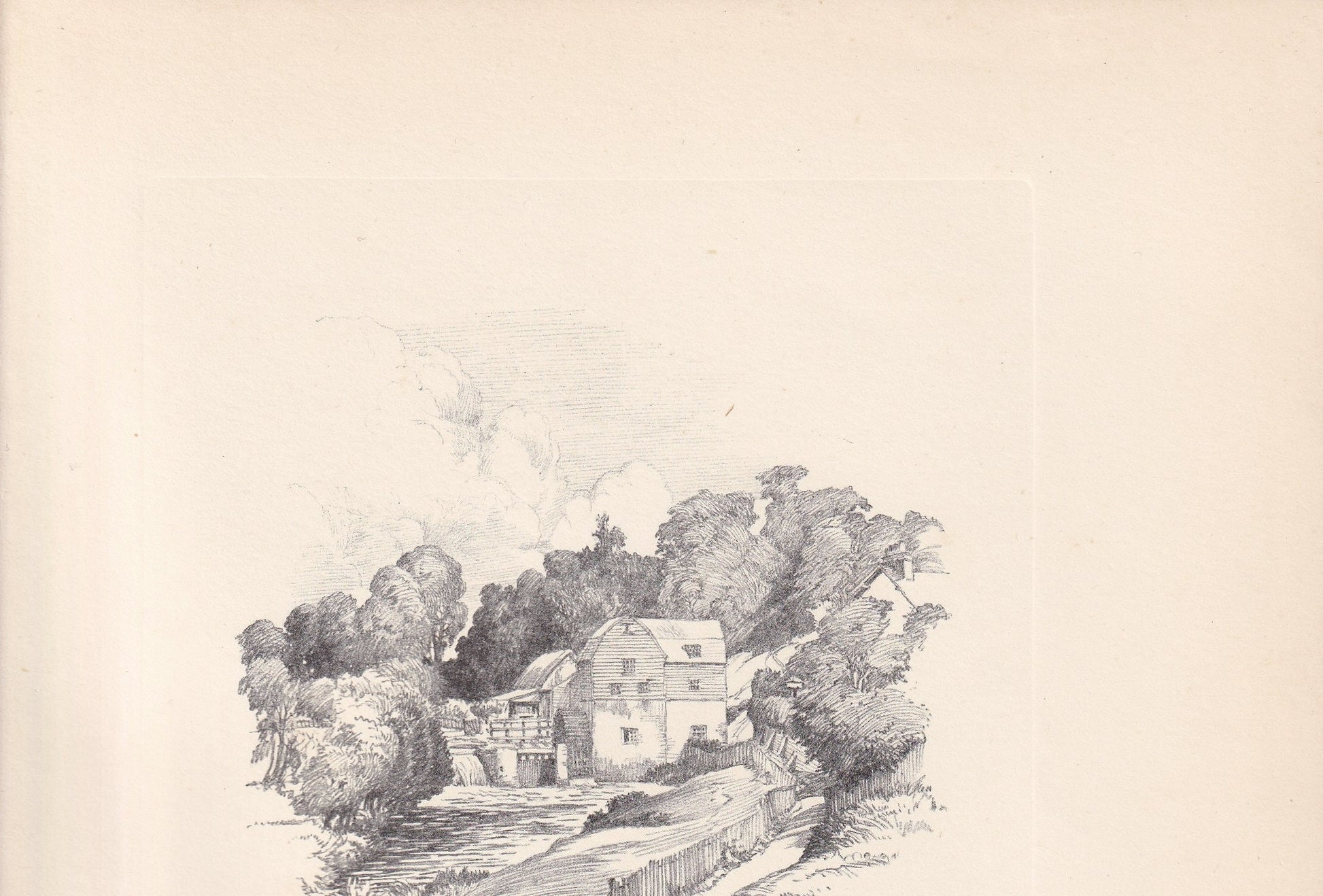 1929 DORKING: Castle Mill - Antique Surrey Print - Surrey Drawing - Surrey Wall Art - Surrey Gift Idea - 10.15 x 7.25 Inches