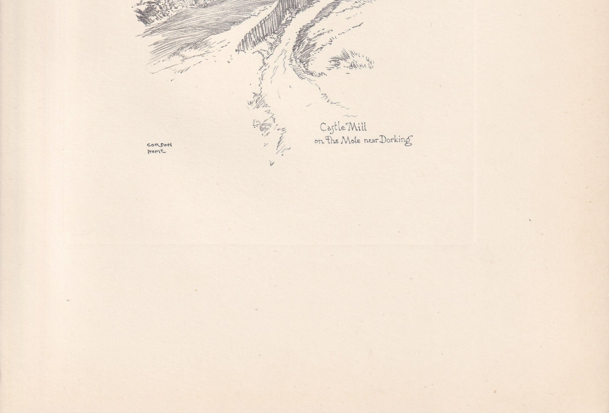 1929 DORKING: Castle Mill - Antique Surrey Print - Surrey Drawing - Surrey Wall Art - Surrey Gift Idea - 10.15 x 7.25 Inches