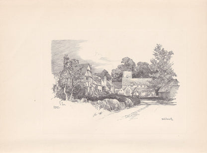 1929 BETCHWORTH - Antique Surrey Print - Surrey Drawing - Surrey Wall Art - Surrey Gift Idea - 10.15 x 7.25 Inches